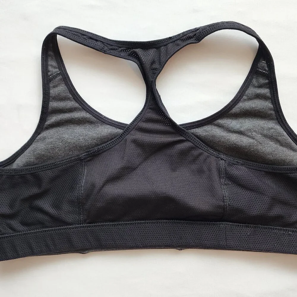 Nike Women's Reversible Sports Bra SZ L Low Impact Gray Black 548541-032 Dri-Fit